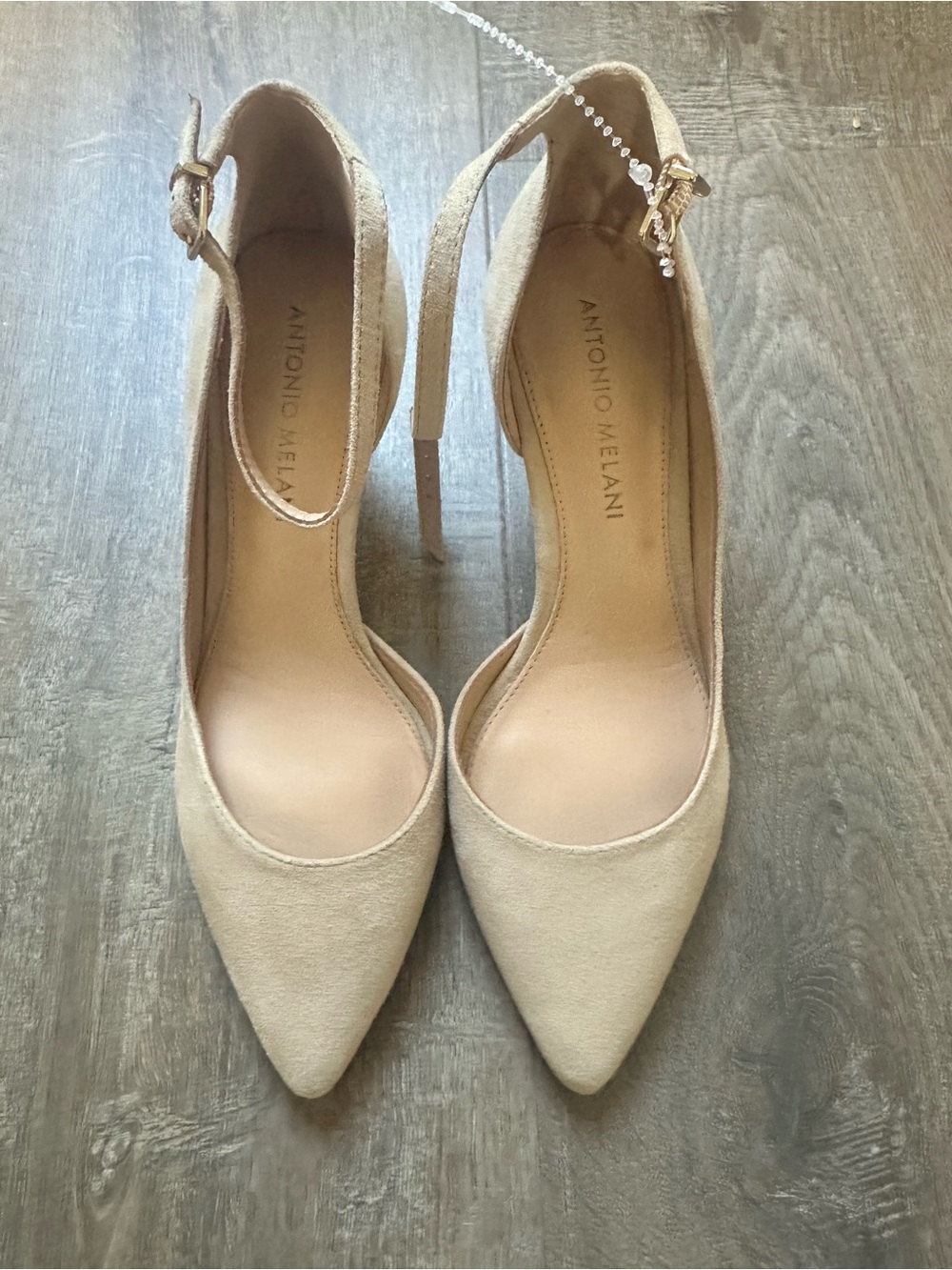 ANTONIO MELANI Nude Pointed-Toe Ankle-Strap Pumps